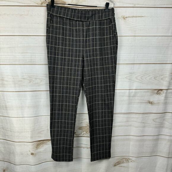 Lark + Grey Gray Houndstooth Pull-On Elastic Waist Trousers Size PL - Picture 1 of 7
